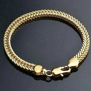 🆕 Men's Minimalist Stainless Steel Gold Wheat Chain Bracelet 8.75in